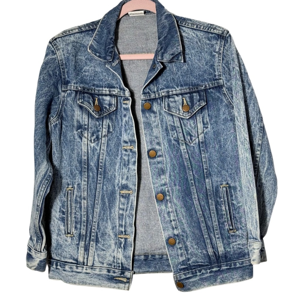Vintage Denim Missy Jacket Acid Wash Blue Jean Trucker Made in USA Large 271AMV‎